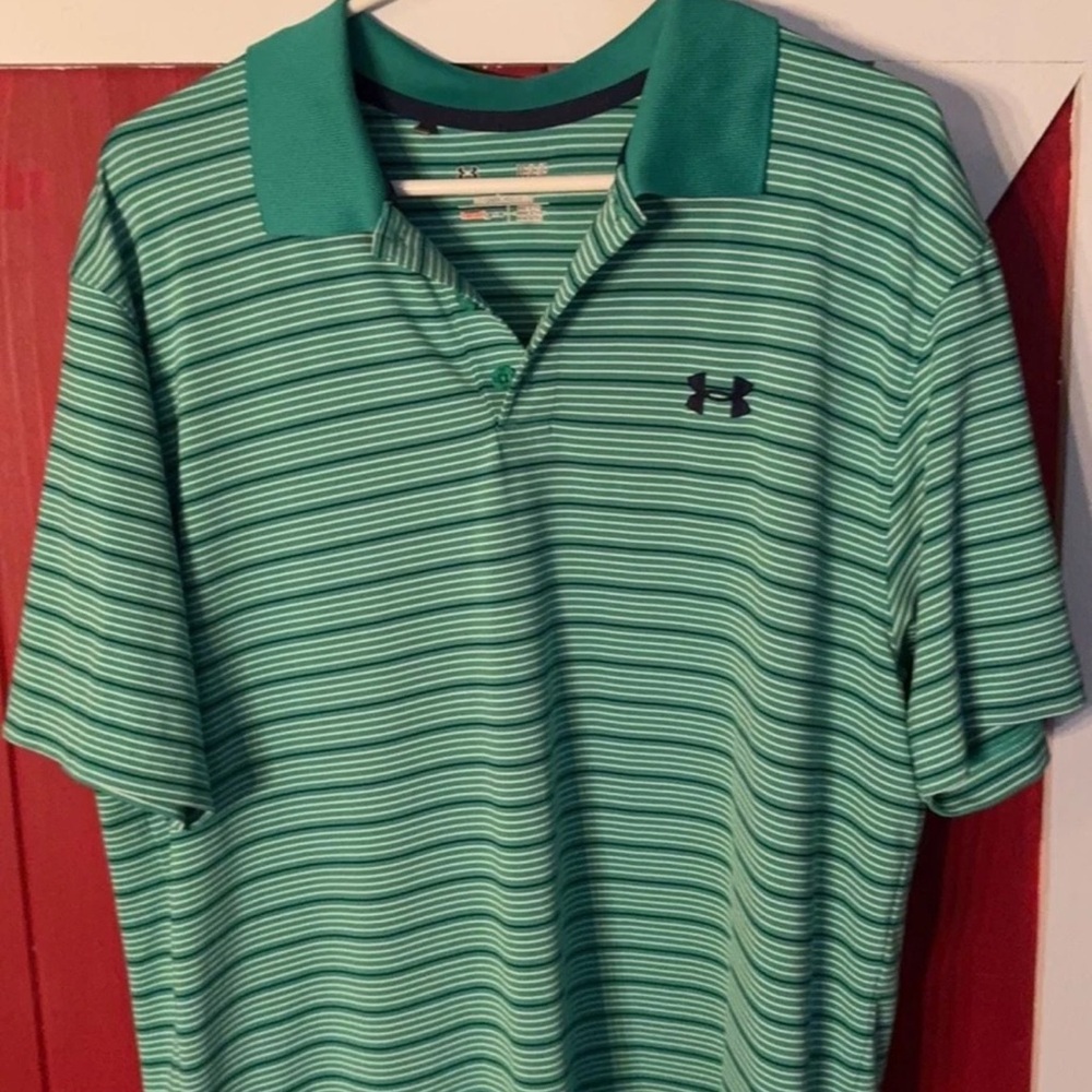 Under Armour Green Striped Men's Polo Shirt
